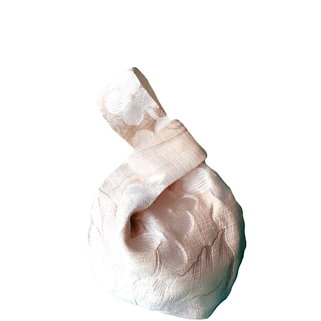 sac noeud fleurs beige-blanc mariage