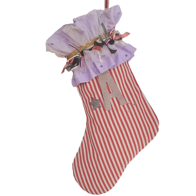 chaussette de noël vive la France, mauve