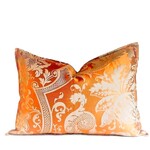 coussin AMBOISE mandarine, soie lyonnaise, V&eacute;rel de Belval
